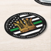 Militaire Pensioenpartij Thin Green Line Boots Ronde Kartonnen Onderzetter (Gebogen)