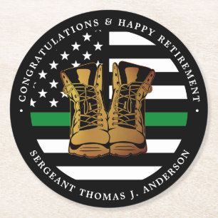 Militaire Pensioenpartij Thin Green Line Boots Ronde Kartonnen Onderzetter