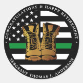 Militaire Pensioenpartij Thin Green Line Boots Ronde Sticker (Voorkant)