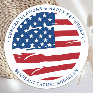 Militaire pensionering Amerikaanse vlag Ronde Sticker