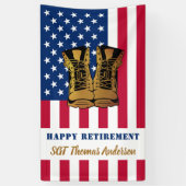 Militaire pensionering Amerikaanse vlaggelboeken Spandoek (Verticaal)
