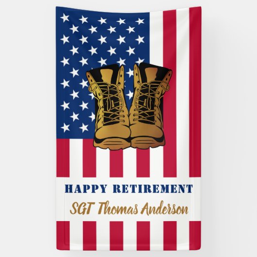 Militaire pensionering Amerikaanse vlaggelboeken Spandoek (Verticaal)
