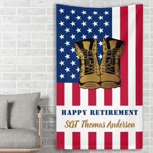 Militaire pensionering Amerikaanse vlaggelboeken Spandoek