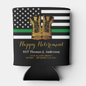 Militaire pensionering op maat van de groene lijn blikjeskoeler (Achterkant)