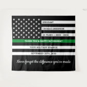 Militaire pensionering op maat van de groene lijn wandkleed (Voorkant (horizontaal))