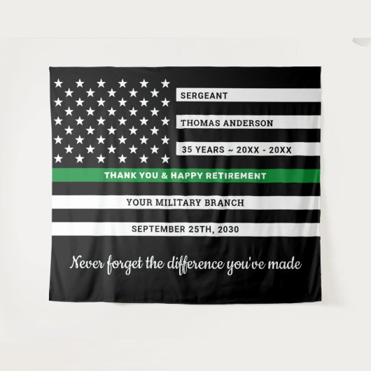 Militaire pensionering op maat van de groene lijn wandkleed (Voorkant (horizontaal))