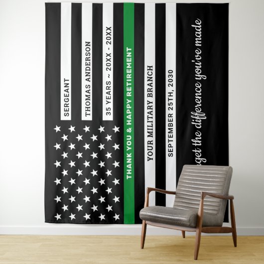 Militaire pensionering op maat van de groene lijn wandkleed (In situ)