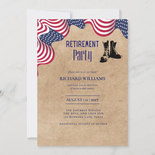MILITAIRE PENSIONERING Patriottische Amerikaanse v Kaart (Voorkant)