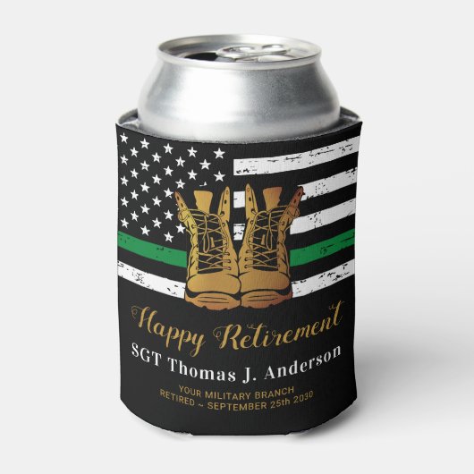 Militaire pensionering Thin Green Line Army Boots Blikjeskoeler (Blikje Voorkant)