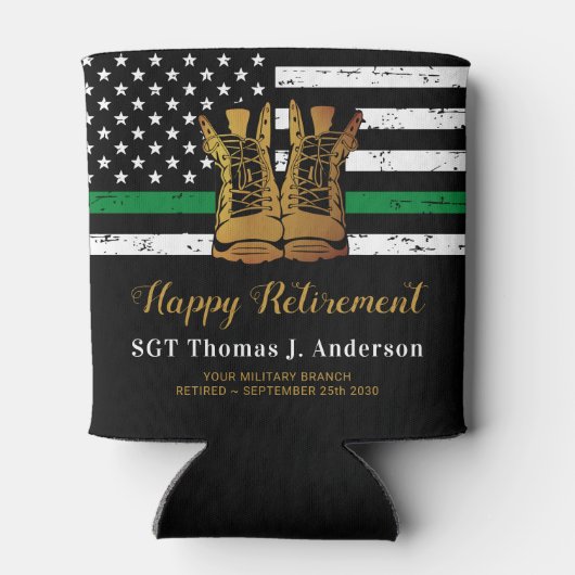 Militaire pensionering Thin Green Line Army Boots Blikjeskoeler (Achterkant)