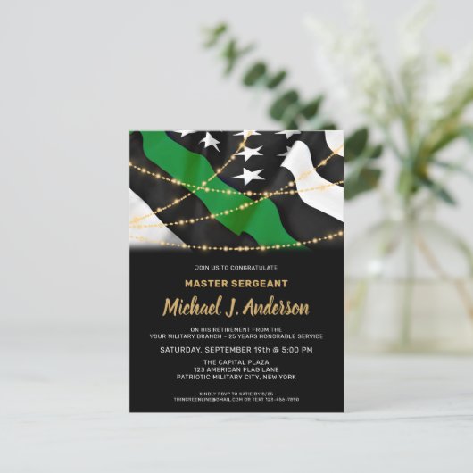 Militaire pensionering Thin Green Line Army Patrio Briefkaart (Staand voorkant)