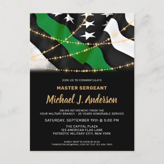 Militaire pensionering Thin Green Line Army Patrio Briefkaart (Voorkant)