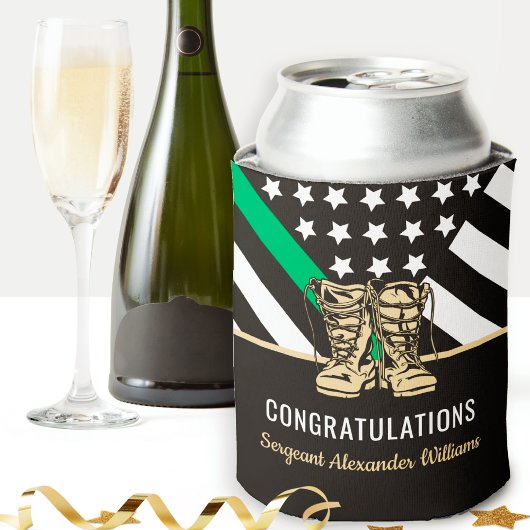 Militaire pensionering Thin Green Line Flag Army Blikjeskoeler