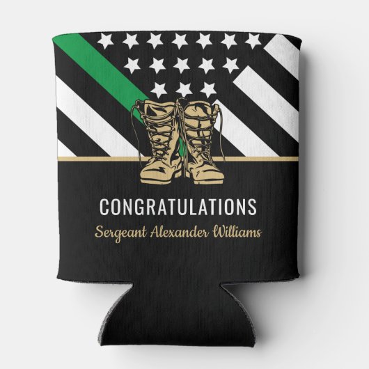 Militaire pensionering Thin Green Line Flag Army Blikjeskoeler (Achterkant)