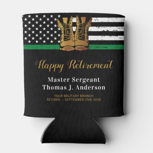 Militaire pensionering Thin Green Line Flag Army Blikjeskoeler (Achterkant)