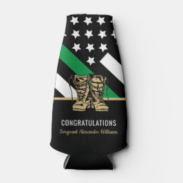 Militaire pensionering Thin Green Line Flag Army Flesjeskoeler