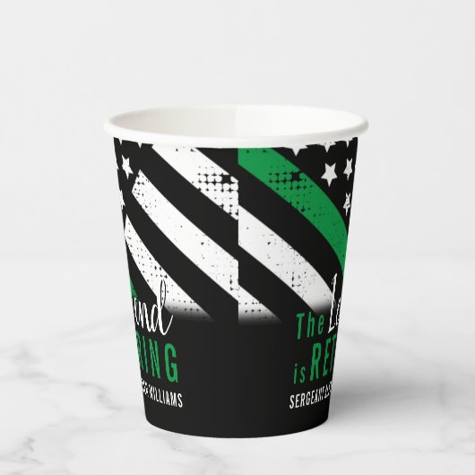 Militaire pensionering Thin Green Line Flag Army Papieren Bekers (Links)