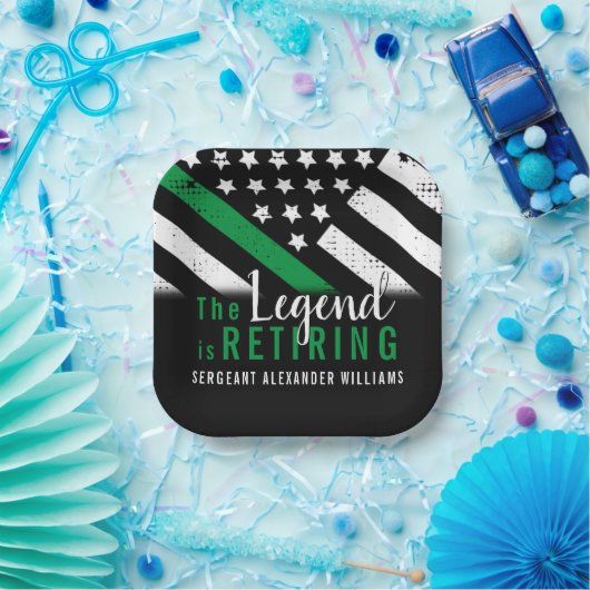 Militaire pensionering Thin Green Line Flag Army Papieren Bordje (Feest)