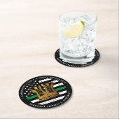 Militaire pensionering Thin Green Line Flag Army Ronde Kartonnen Onderzetter (Insitu)