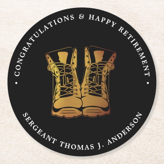 Militaire pensionering Thin Green Line Flag Army Ronde Kartonnen Onderzetter (Voorkant)