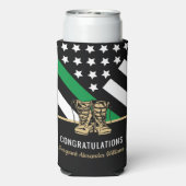 Militaire pensionering Thin Green Line Flag Army Seltzer Blikjeskoeler (Seltzer Achterkant)