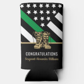 Militaire pensionering Thin Green Line Flag Army Seltzer Blikjeskoeler (Achterkant)