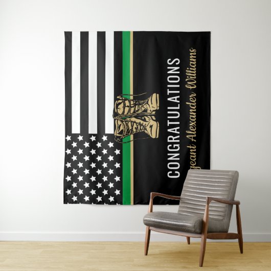 Militaire pensionering Thin Green Line Flag Army Wandkleed (In situ)