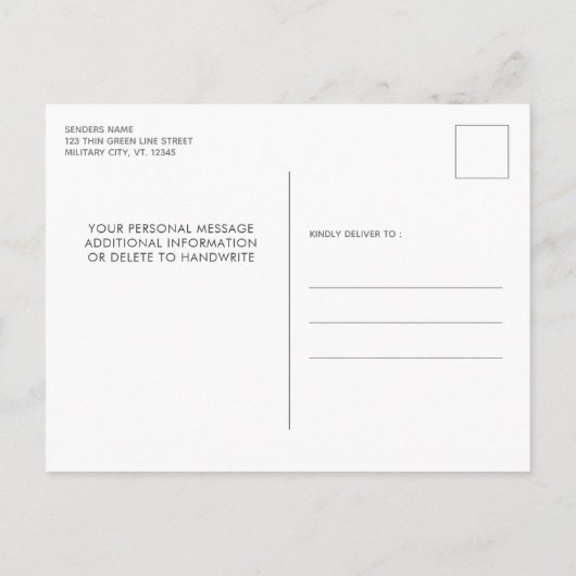 Militaire pensionering Thin Green Line Flag Legend Uitnodiging Briefkaart (Achterkant)