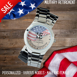 Militaire pensionering US Flag Army Navy Airforce  Horloge