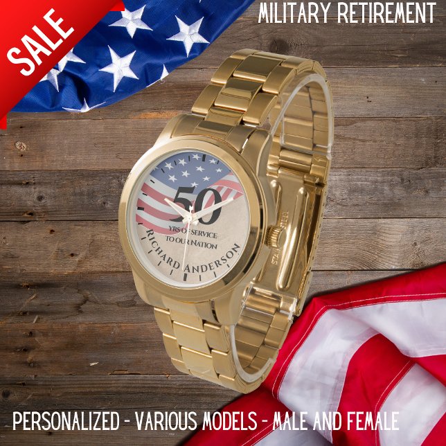 Militaire pensionering US Flag Army Navy Airforce  Horloge (Creator heeft geüpload)