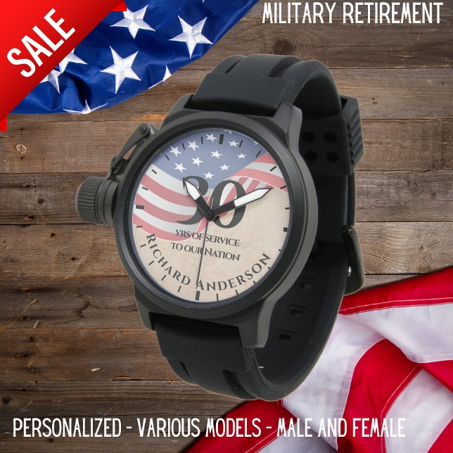 Militaire pensionering US Flag Army Navy Airforce  Horloge (Creator heeft geüpload)