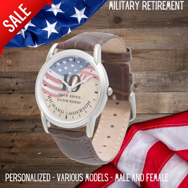 Militaire pensionering US Flag Army Navy Airforce Horloge (Creator heeft geüpload)