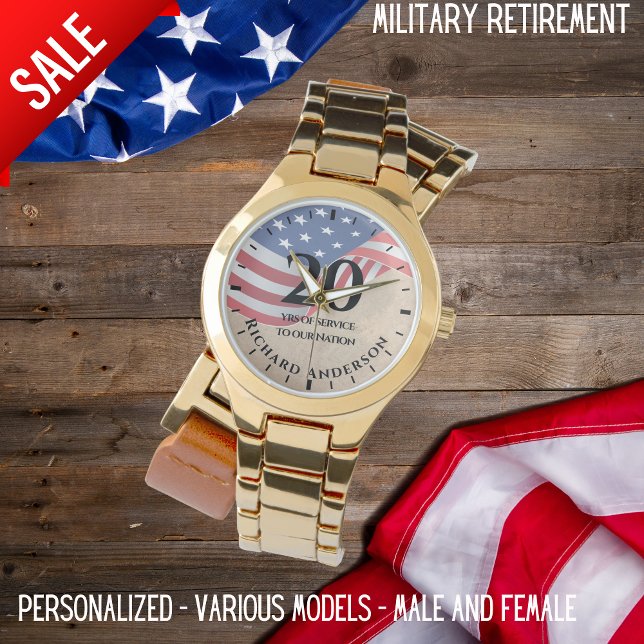 Militaire pensionering US Flag Army Navy Airforce  Horloge (Creator heeft geüpload)