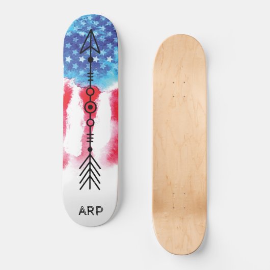 *~* Militaire PIJL Rode Witte Blauwe Vlag Persoonlijk Skateboard (Voorkant)