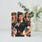  Militaire Pin-up Briefkaart (Staand voorkant)
