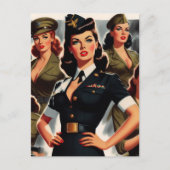  Militaire Pin-up Briefkaart (Voorkant)