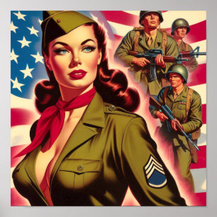 Militaire Pin-up Poster
