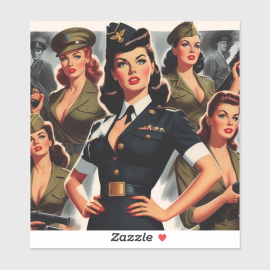 Militaire Pin-up Sticker (Vel)