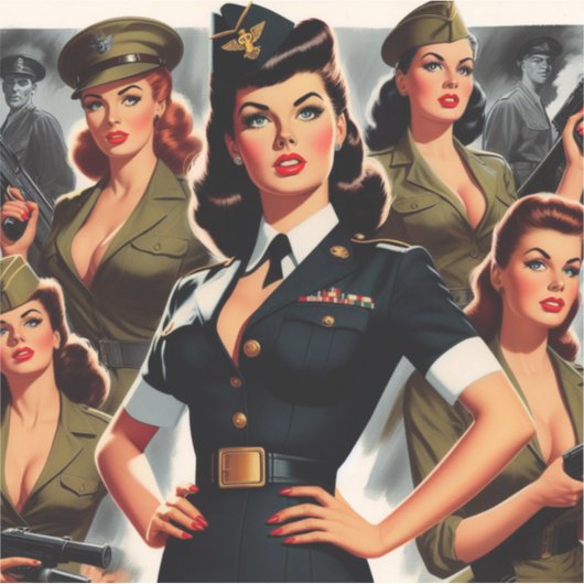  Militaire Pin-up Sticker (Voorkant)