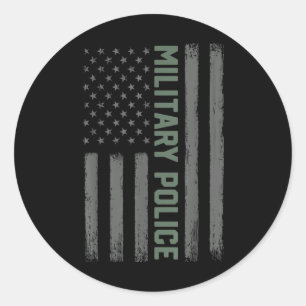 Militaire Politie Shirt Amerikaanse vlag _ Proud U Ronde Sticker