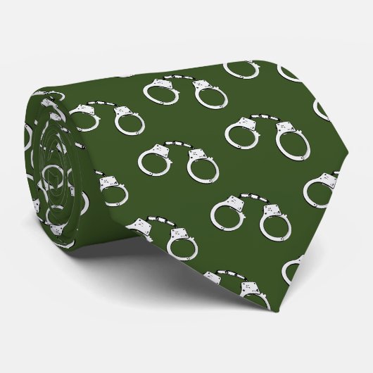 Militaire politieagent Green Handcuff gepatterd Stropdas (Opgerold)
