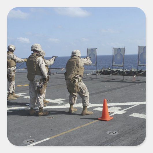 Militaire politietraining met de Berretta M9 Vierkante Sticker (Voorkant)