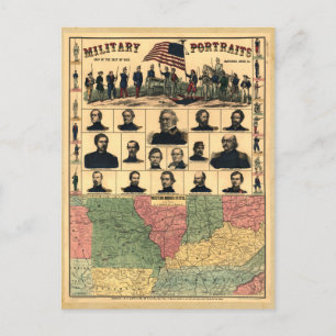 Militaire portretten uit de burgeroorlog 1861, opn briefkaart