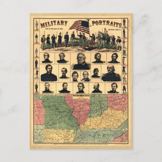 Militaire portretten uit de burgeroorlog 1861, opn briefkaart (Voorkant)