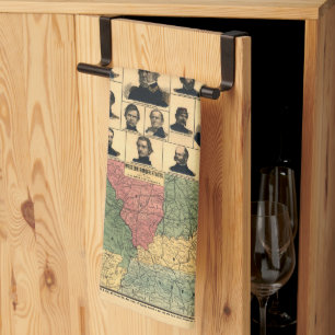 Militaire portretten uit de burgeroorlog 1861, opn theedoek