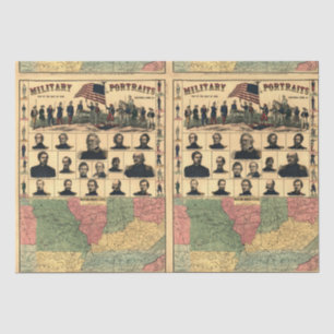 Militaire portretten uit de burgeroorlog, hersteld tissuepapier