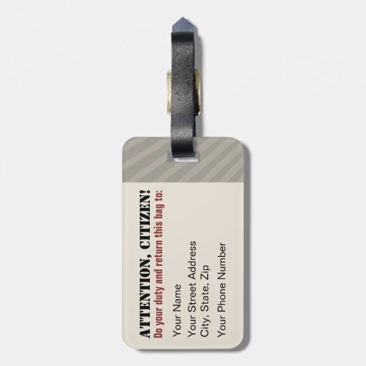 Militaire propaganda tegen stijl Robot Bagagelabel (Achterkant verticaal)