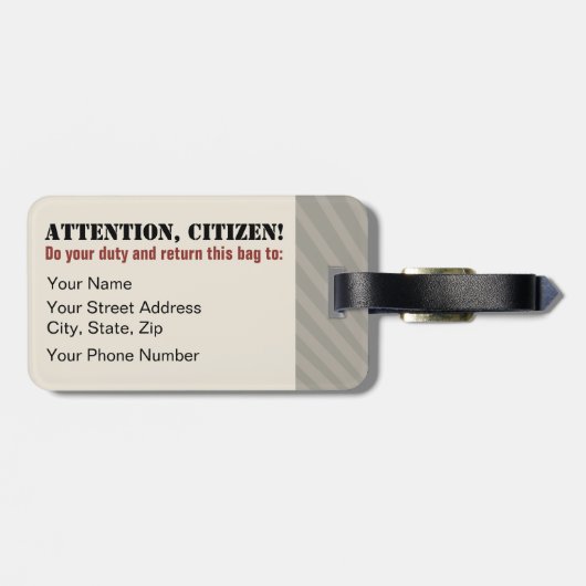 Militaire propaganda tegen stijl Robot Bagagelabel (Achterkant horizontaal)