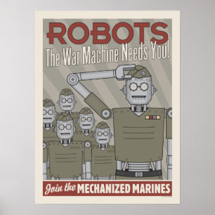 Militaire propaganda tegen  stijl Robot Poster