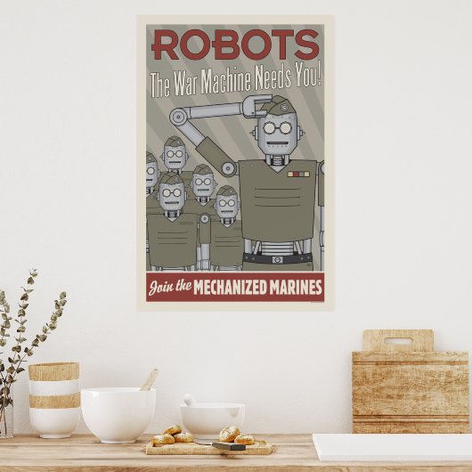 Militaire propaganda tegen  stijl Robot Poster (Keuken)